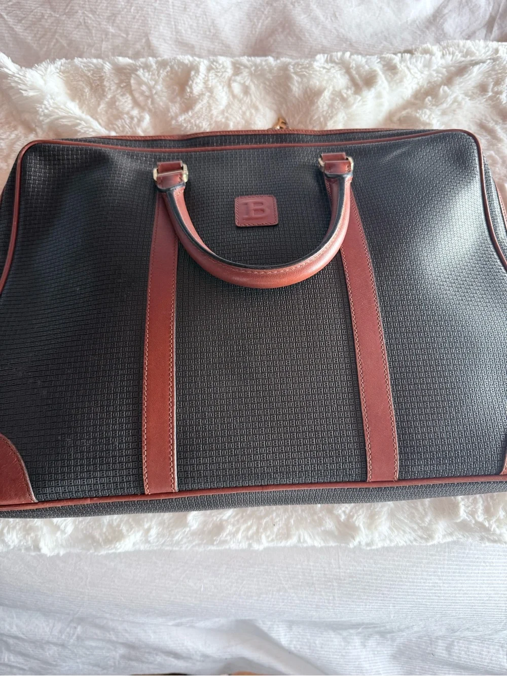 Bally Black Briefcase with Brown Leather Trim
